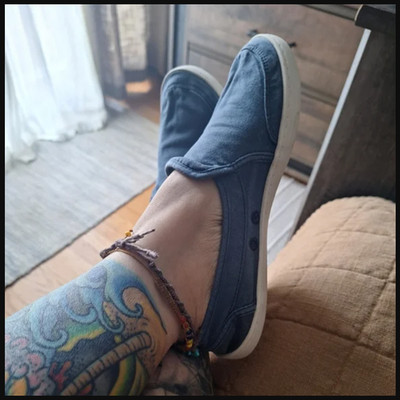 Sanuk Pair O Dice Slip On Loafers Shade Navy Blue Retail Price $50.00