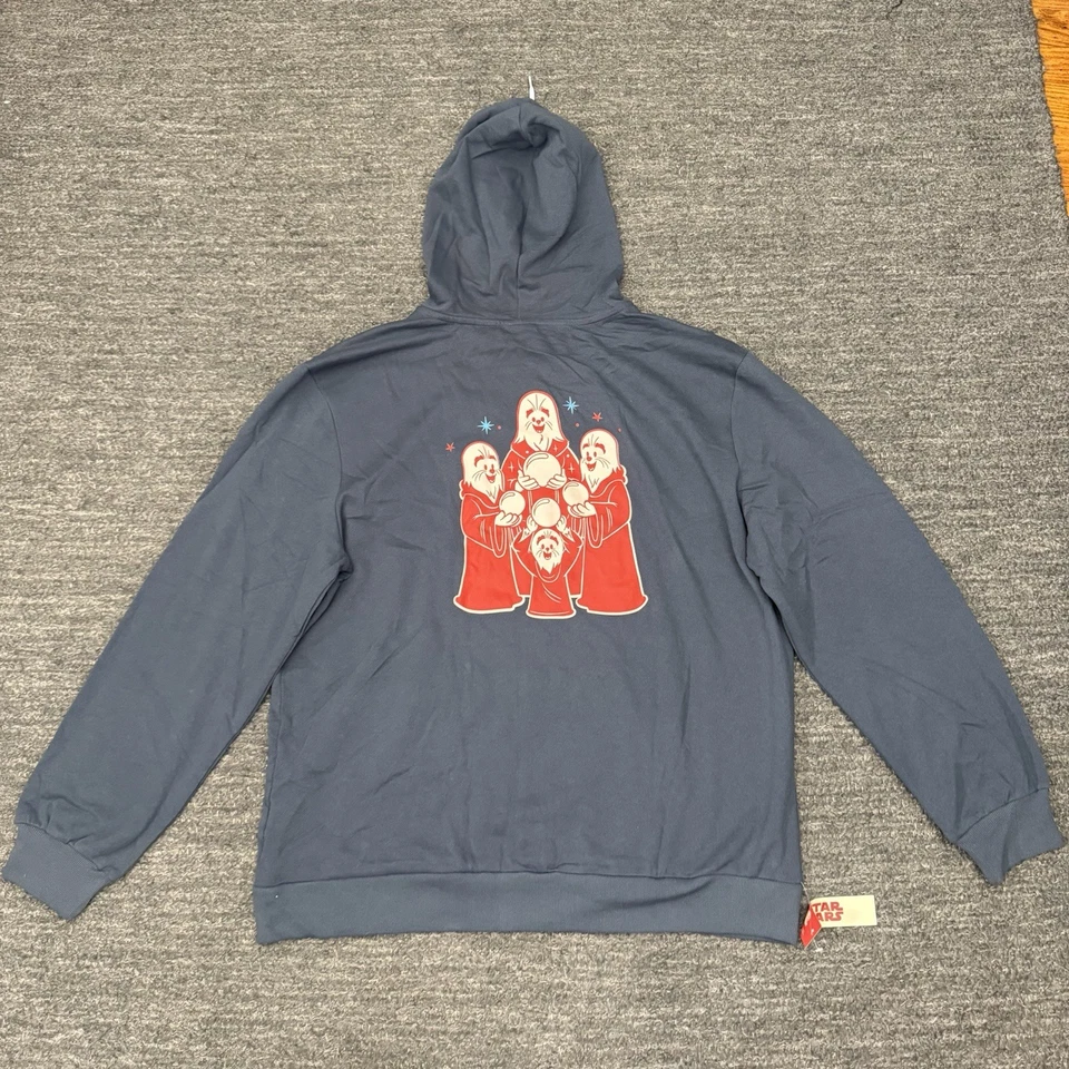 Sudadera con Capucha Star Wars Life Day XL Azul Cremallera Completa Culturefly Chewbacca NUEVA Foto 3 de 4