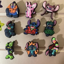 9 pc Disney Cartoon Stitch Shoe Charms for Crocs or Shoe Laces boy or girl new