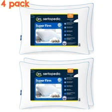Super Firm Pillows Serta Bed Sleeping Pillow Standard Queen Soft Set of 4 New