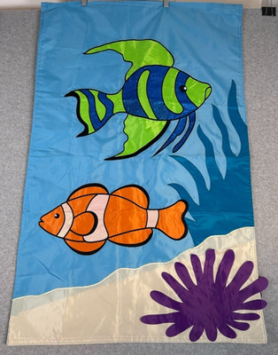 EVERGREEN Flag Tropical Fish Ocean Sparkles 2-Sided 28x43 Heavy-Duty Embroidered