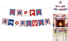 Happy 4th of July Banner for Independence Day Party Decor Red White and Blue-3