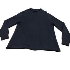 Y2K Vintage J.Crew Oarsman Sweater M Navy Blue Ribbed Roll Neck Knit Pullover