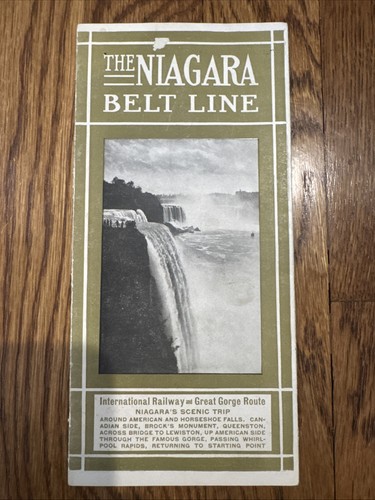 NIAGARA FALLS GORGE BELT LINE RAILROAD COLOR PANORAMIC FOLDOUT BROCHURE - 1930s
