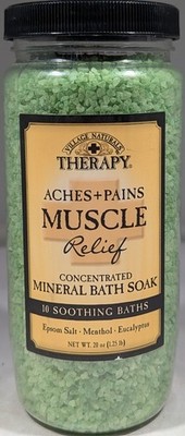 (2 PACK) Village Naturals Aches + Pains Muscle Relief Mineral Bath Soak, 20 oz.