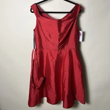 Alfred Sung Sample Dress Red Polyester Sleeveless Fit N Flare Red Sz Lg?/XL? NWT
