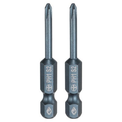 2pcs PH1 Phillips Screwdriver Bit 1/4'' Shank 2'' Long 0.12'' Rod Magnetic S2 Steel