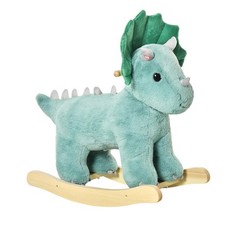 Kids Plush Ride-On Rocking Horse Triceratops-shaped Plush Toy Rocker with