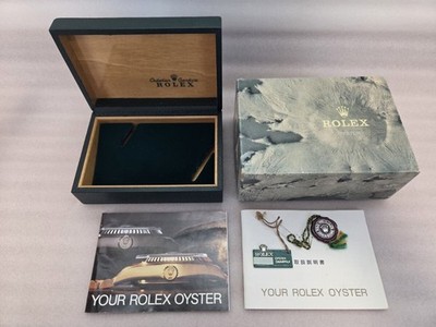 Rolex Uhrenbox Gehäuse Grün Leder Holz Tag Booklet 1980er 68.00.3 Authentisch
