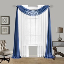 1 pcs NAVY BLUE Scarf Voile Window Panel Solid sheer valance curtains