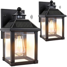 Solar Wall Lights Outdoor: Solar Porch Sconce Lights Motion Sensor 2 Pack