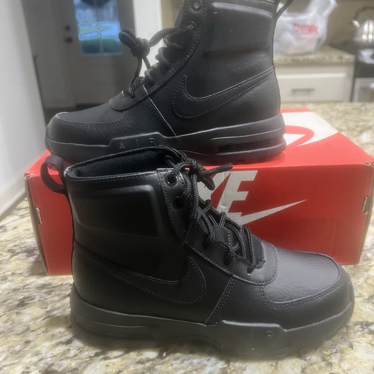 Men\'s Nike Air Max Goaterra 2.0 Burgundy Leather Lace-Up Boots Nike Air Max Goaterra 2.0 Mens Burgundy Suede Hiking... | Depop main image 2