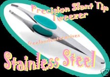 Tweezer Turquoise Silicone Expert Grip w/Precision Slant -Stainless Steel