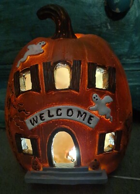 Tk Maxx Halloween Haunted Spooky Jack O Lantern Witch Pumpkin House. Lights up 