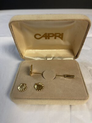 Vintage Capri Gold Tone Shell Pin Earring Set New Old Stock | eBay