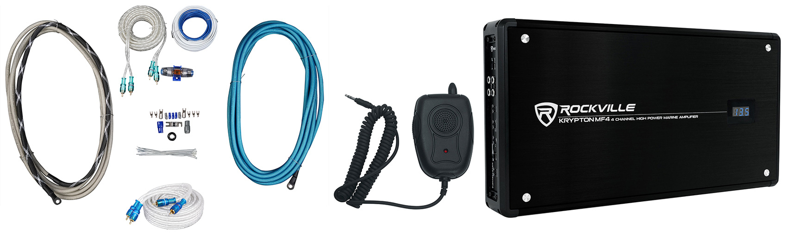 Rockville KRYPTON MF4 2400 Вт Пиковый600 Вт среднеквадратичный 4-канальный морской усилитель Комплект усилителей