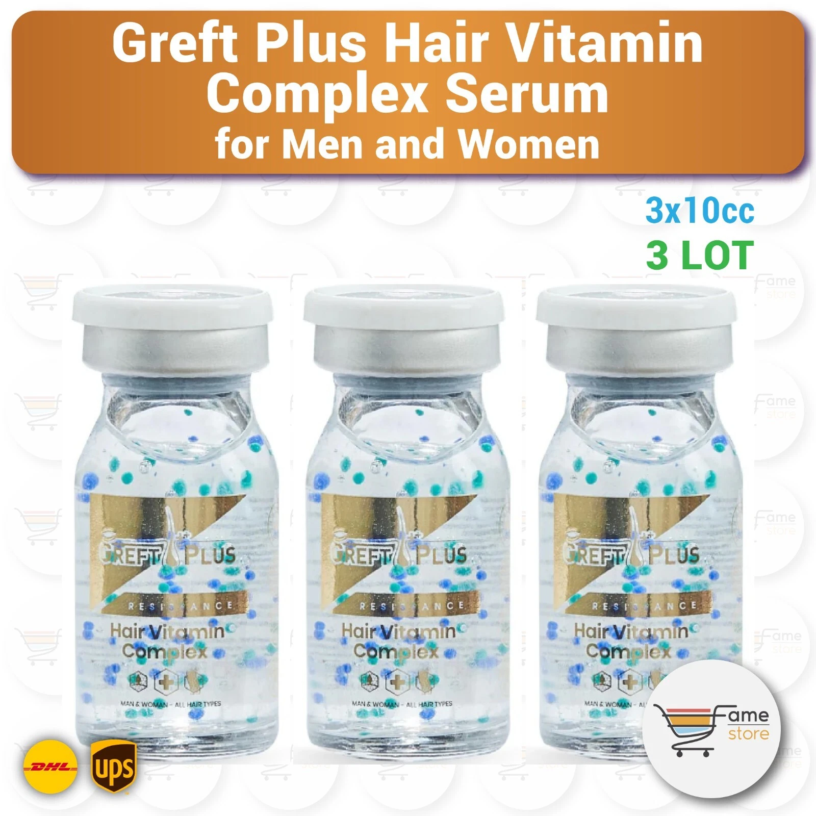 Greft Plus Anti-Hair Loss, After Hair Transplant Vitamin Complex - 3×10ml