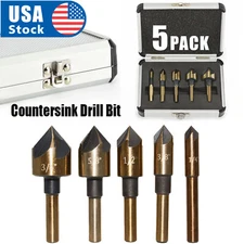 5pcs HSS Industrial Countersink Drill Bit Set Counter Sink Chamfer Angle US