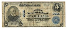 Peoria, Illinois (IL) $5 Large, Blue Seal 1902 National Bank Note, Ch 3214