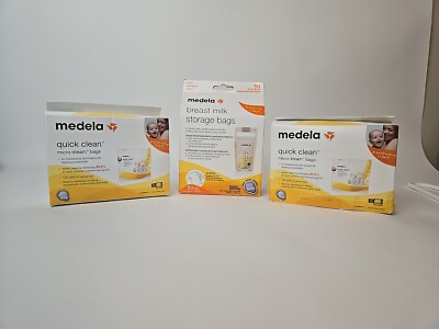 Medela Breast milk 6oz Storage Bags(2 Packs)Micro-steam(1 Pack) Lot  No Bpa Milk