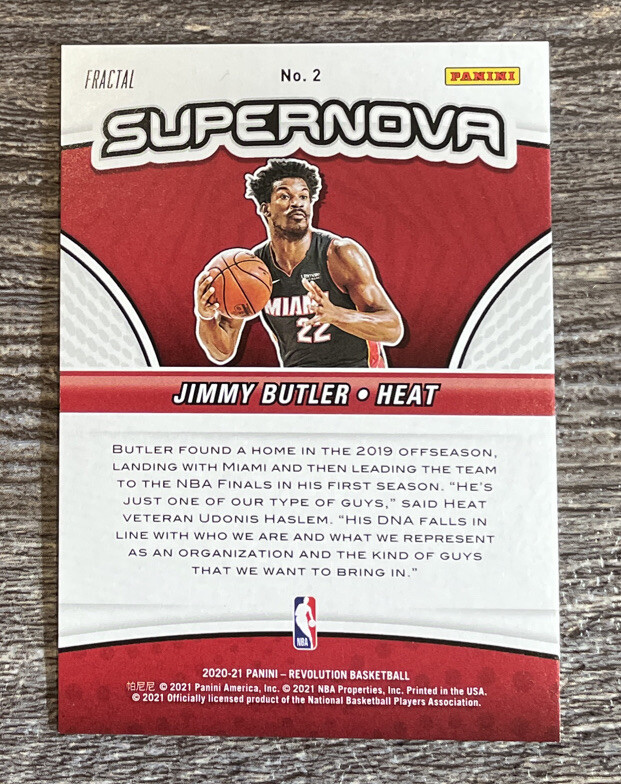 Jimmy Butler 2020-21 Panini Revolution Supernova Fractal Insert #2 Heat ...