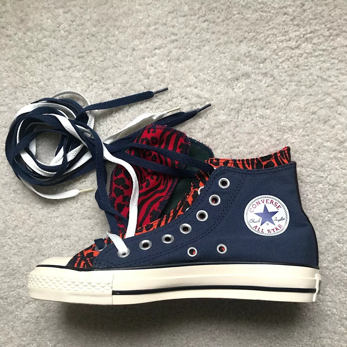 Converse Custom Made Hightop Sneakers Women s size 7 Blue w Orange
