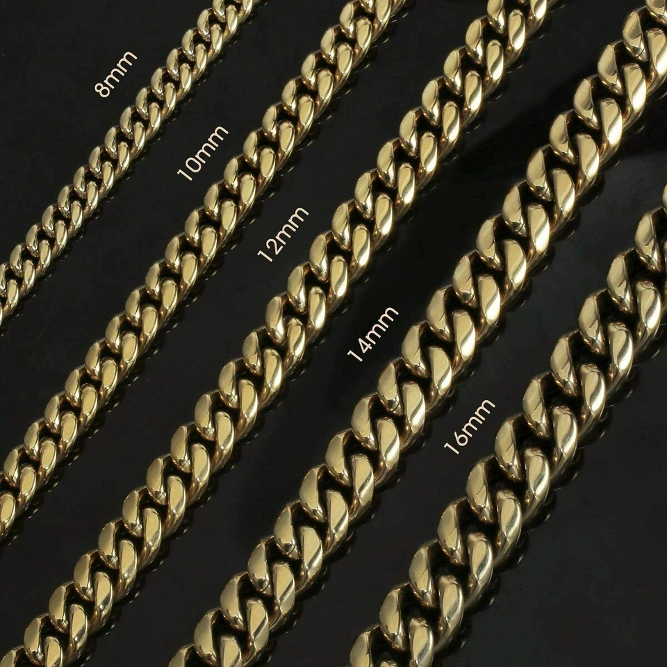 Mens 14mm 14k Gold Plated Miami Cuban Link Bracelet 8.5'' Solid Stainless Steel  - Image 4 of 4