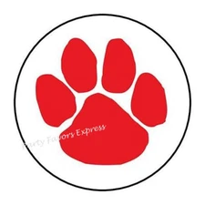 10cm Auto-Aufkleber Sticker Decal Laptop Farbe Red Paw Print bunt Rund R3054