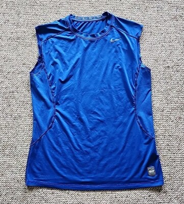 EUC Nike Men's Dri-Fit Fitted Pro Combat Tank Top Shirt Color Blue
