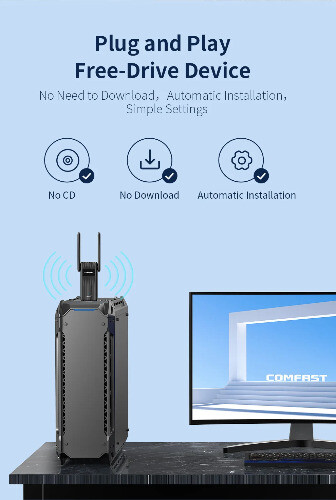 WiFi 6 BT 5.3 USB Adapter Dual Band 2.4/5G RTL8851BU WLAN Free Drive Netzwerk - Bild 3 von 13