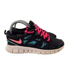 Nike Free Run 2 443742-007 Youth 5.5 Womens 7 Black Pink Low Top Sneakers Shoes