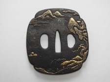 Japanese Antique Tsuba of Katana Samurai Sword Guard Iron Rare Design 62-B96
