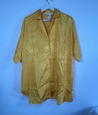 Victoria's Secret Gold Label Yellow Jacquard Floral Button-Up Pajama Top M/L New