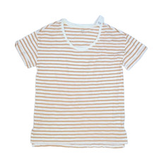 Gap Womens Orange Stripe Crew Neck Short Sleeve Tee Shirt Cotton NWT S Tall