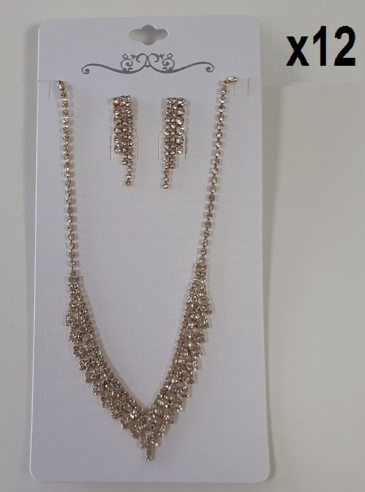Parure de bijoux doré blanc cadeau invité mariage lot de 12 colliers et boucles EBRM
