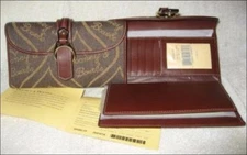 CheckBook Organizer Wallet QH202 CF Coffee w/Amber - NIB