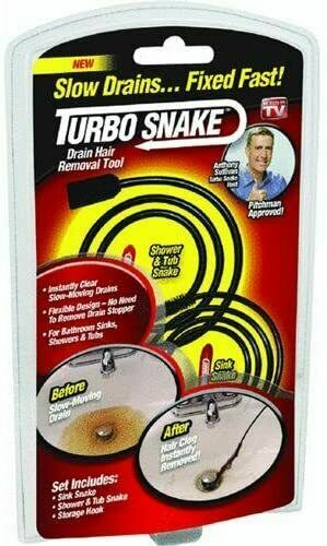 Turbo Cleaner Sink Shower Snake Dredger Unclog Drain Hair Removal As Seen On TV