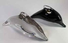 2X Vintage Wedgwood SELKIRK Kunst Glas Delphin Briefbeschwerer perfekter Zustand