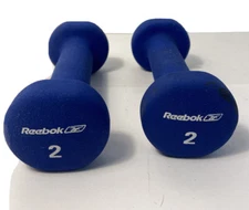 2 Authentic Blue Reebok 2 Lb Neoprene Hand Weights Total Weight 4 pounds