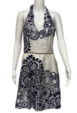 Nine West women's halter dress floral blue and navy white size 6