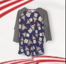 LuLaRoe Randy Womens Size M Raglan Sleeve Top T-Shirt Uncle Sam Prints New