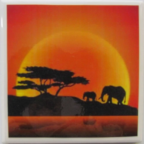 Set of 1 - Handmade Ceramic Tile Coasters - Sunset  (Buy 3 Get 1 Free)  2  D