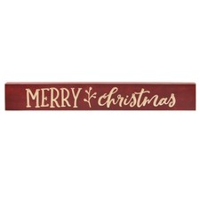 Merry Christmas Sign - Engraved Wood 24" W x 3.5" H - Barn Red Holiday Primitive