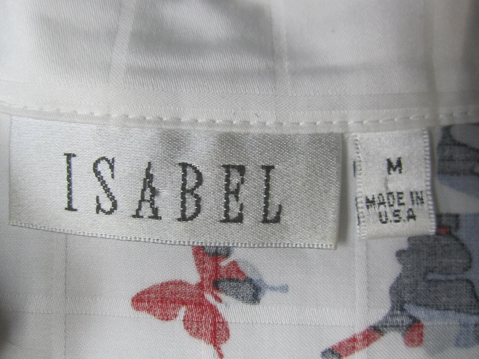 Isabel Shirt Womens Medium White Blouse Butterfly Print Casual Long Sleeve - Image 4 of 4