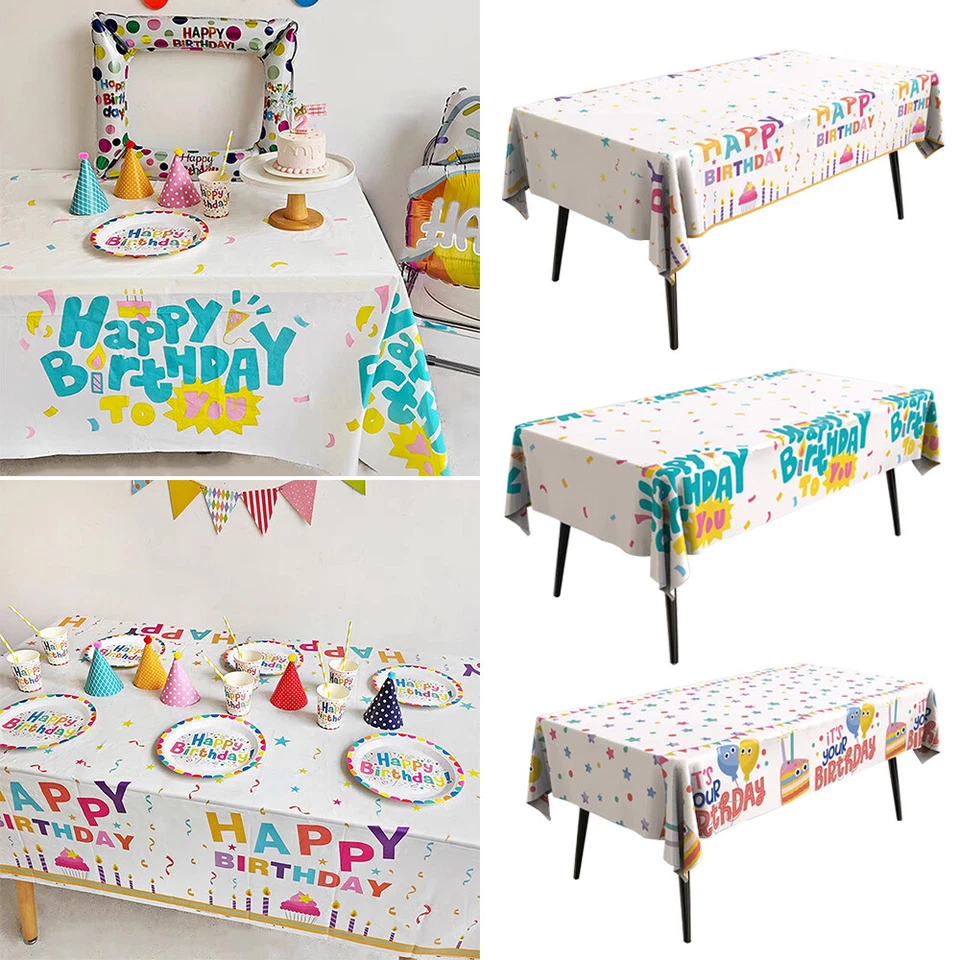 4/2Pcs Birthday Table Cover Table Cloth For Birthday Party Decorations 54”x 72” - Image 4 of 4