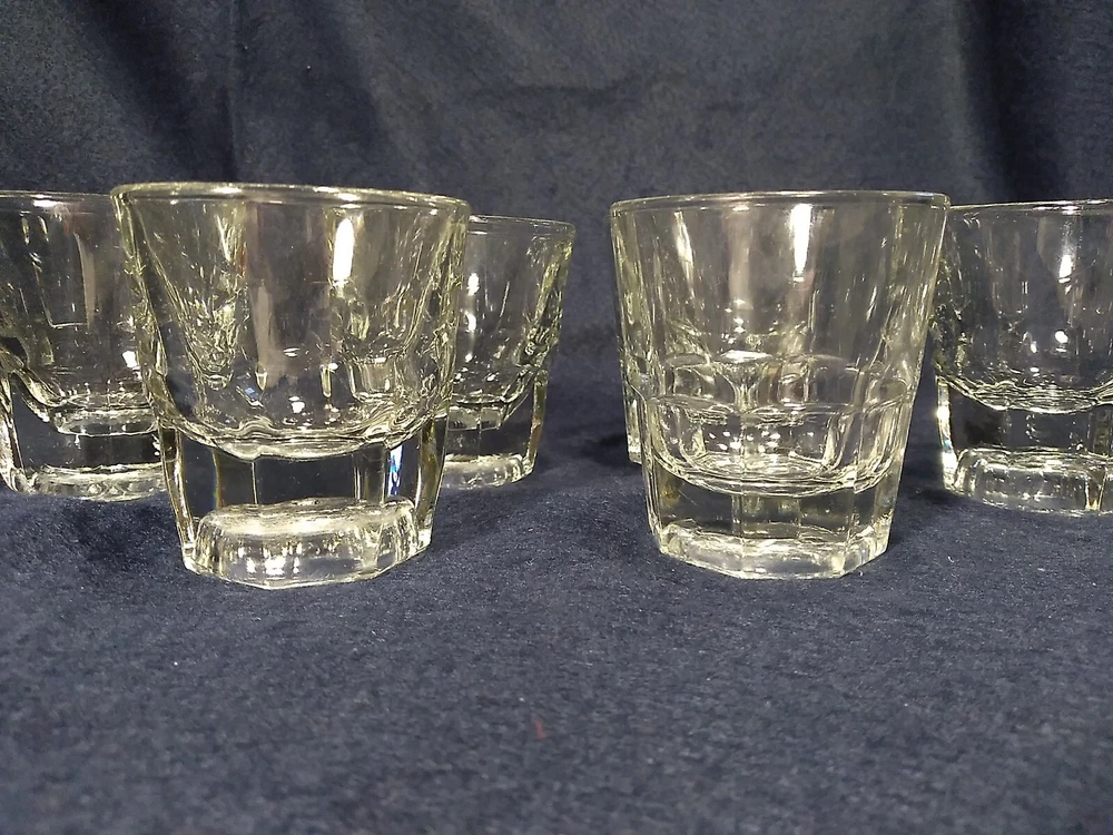 Tumbler Glasses Octagonal 3 oz Old Fashioned Style Barware Set Of 6