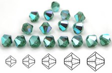 Czech Bicone Crystal Beads Turmaline AB green blue AB Rondelle Diamond