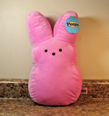 PEEPS Pink Bunny Plush 15'' Tall Soft Pillow Easter NWT