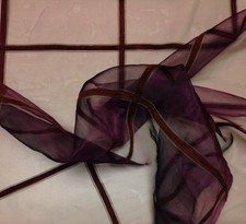 MARCOVALDO CHENILLE SQUARES FIG PURPLE SHEER MULTIUSE FABRIC BY THE YARD 61"WIDE