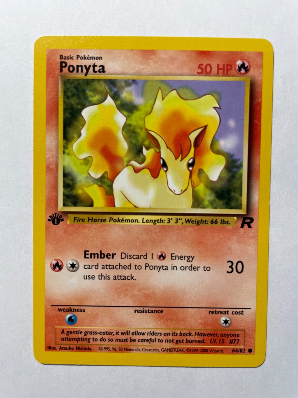Ponyta Team Rocket 1st Edition 64/82 Vintage WOTC Pokémon Card NM